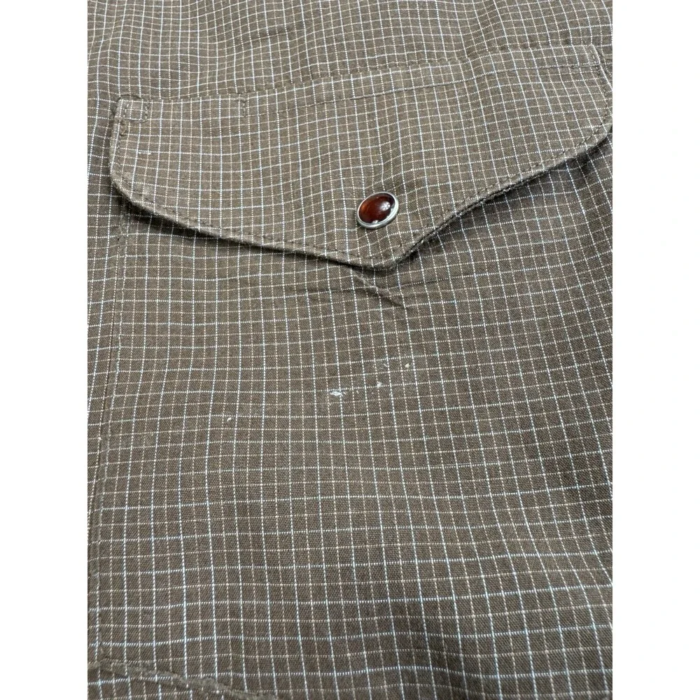 Panhandle Slim Mens 16.5 33 Pearl Snap Western Shirt Brown Plaid Cowboy 30S0004